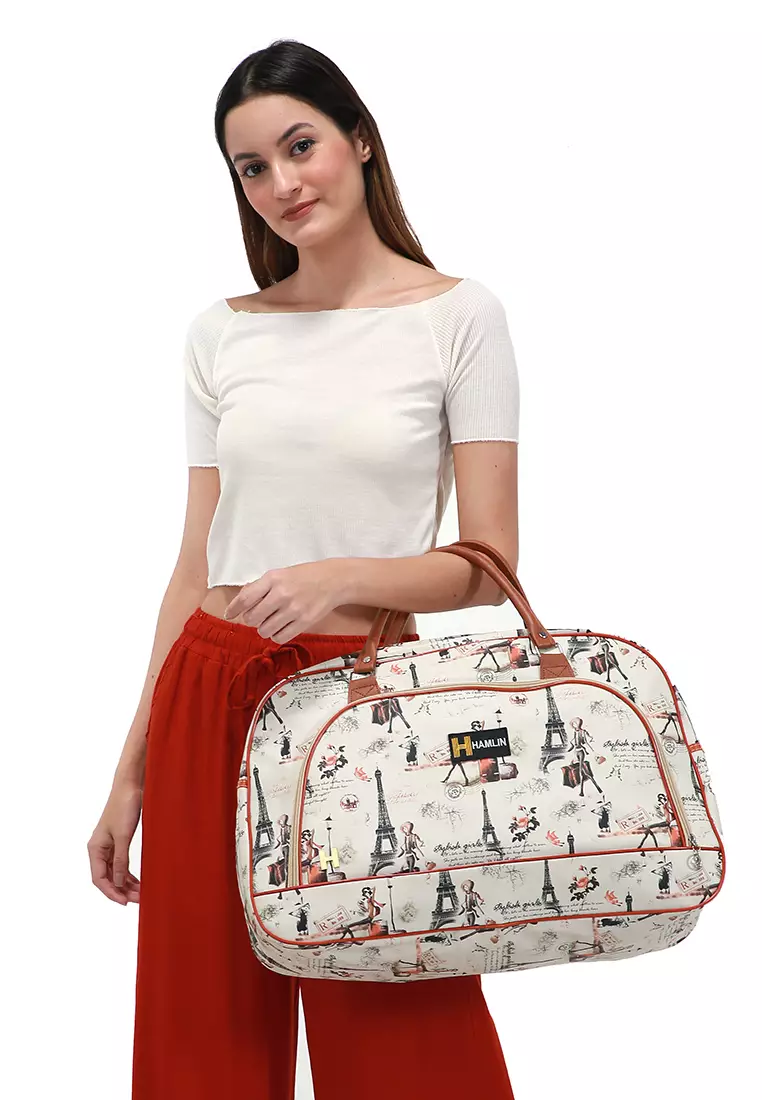 Semply Tas Travel Jinjing Bag 20 Inch Iron Beauty Motif Large Compartment Material Leather Kulit ORIGINAL - Brown