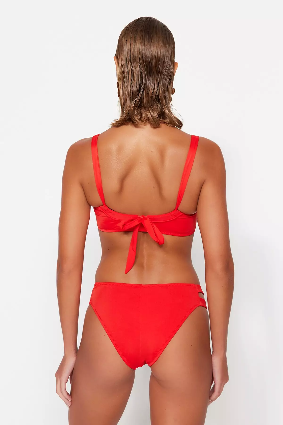 Red cut shop out bikini