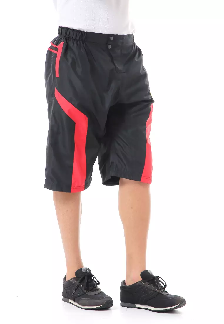 Grissham Celana Pendek Pria Short Pants Kasual Motif List Material Parasut ORIGINAL - Black