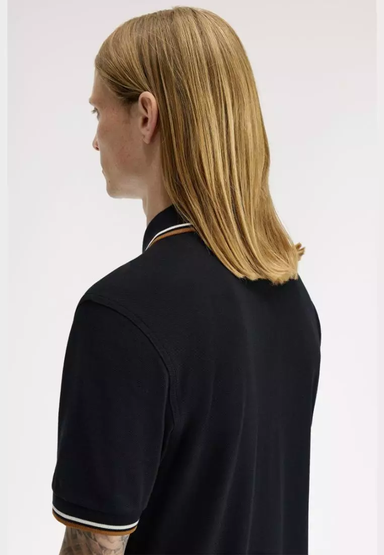 Fred Perry M3600 Twin Tipped Fred Perry Shirt (Black / Ecru / Dark Caramel)