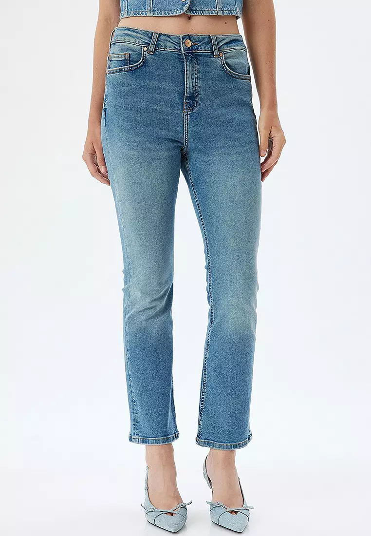 Flare Jeans Skinny Fit Buttoned Cotton - Kick Flare Jeans