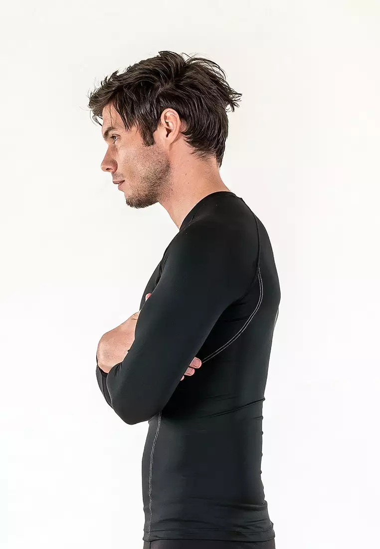 Men Diligent Compression Long Sleeve Top (Black/White)