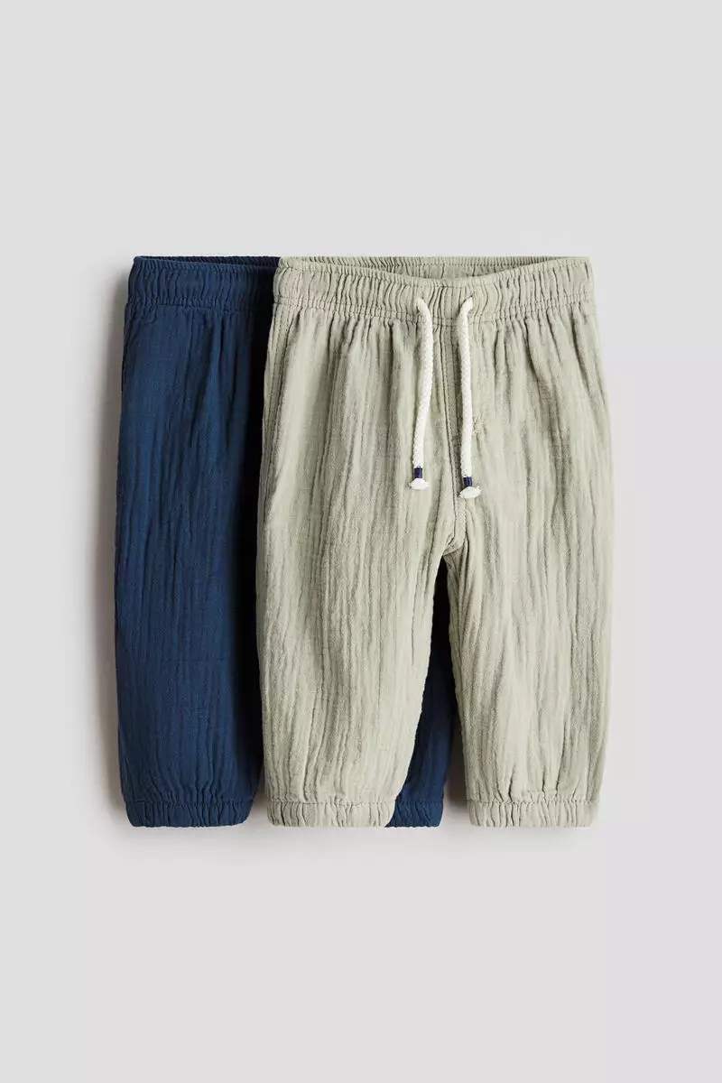 2-pack cotton muslin trousers