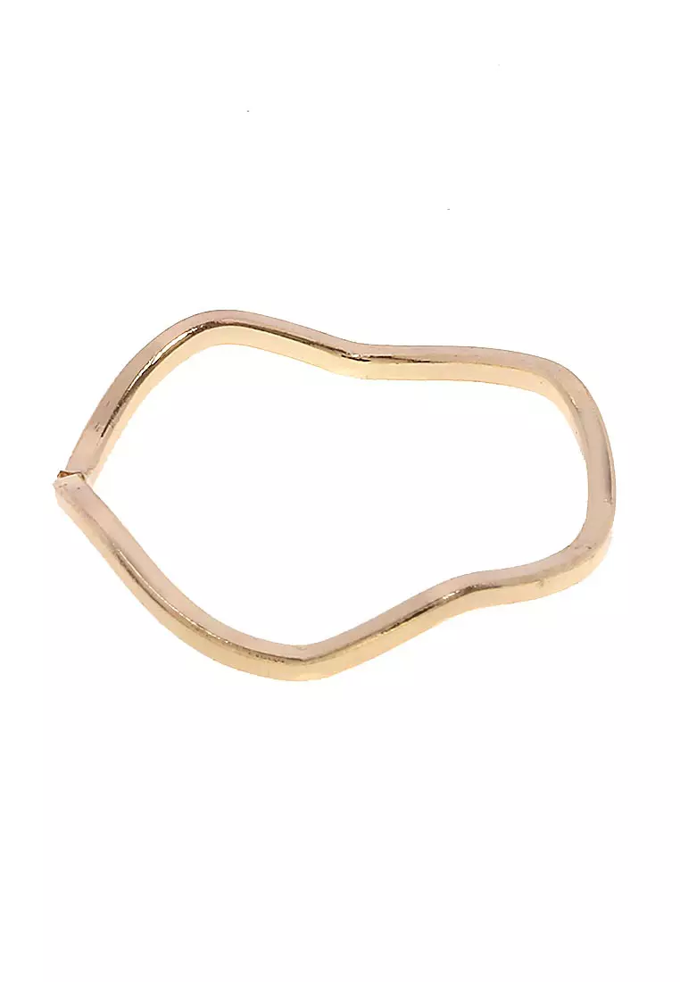 Cincin Set Rings Perhiasan Wanita Lapis Emas Design Elegant Premium Quality - Emas