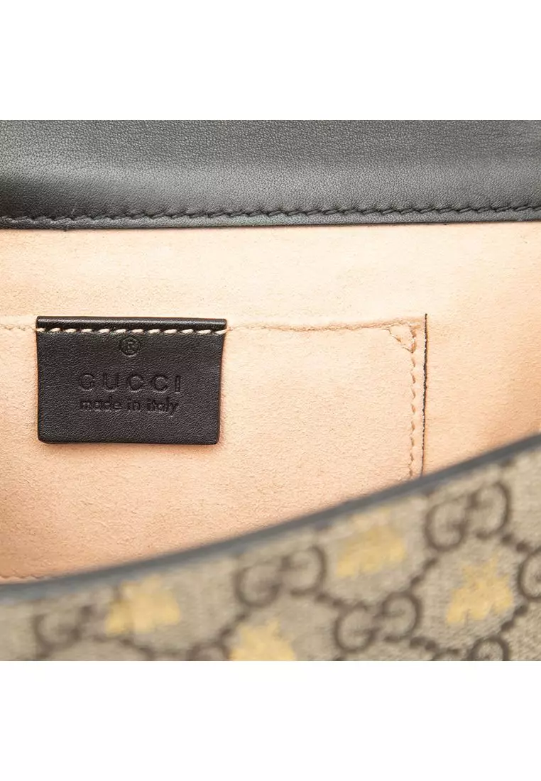 Pre-Loved Gucci Small Gg Supreme Bee Padlock Crossbody