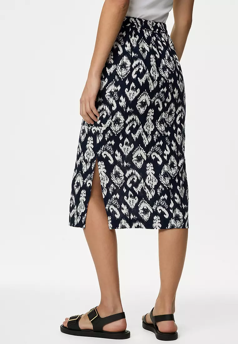 Linen Rich Midi Utility Skirt