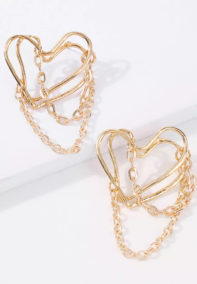 Heart-Shaped Chain Earrings A21032414GD