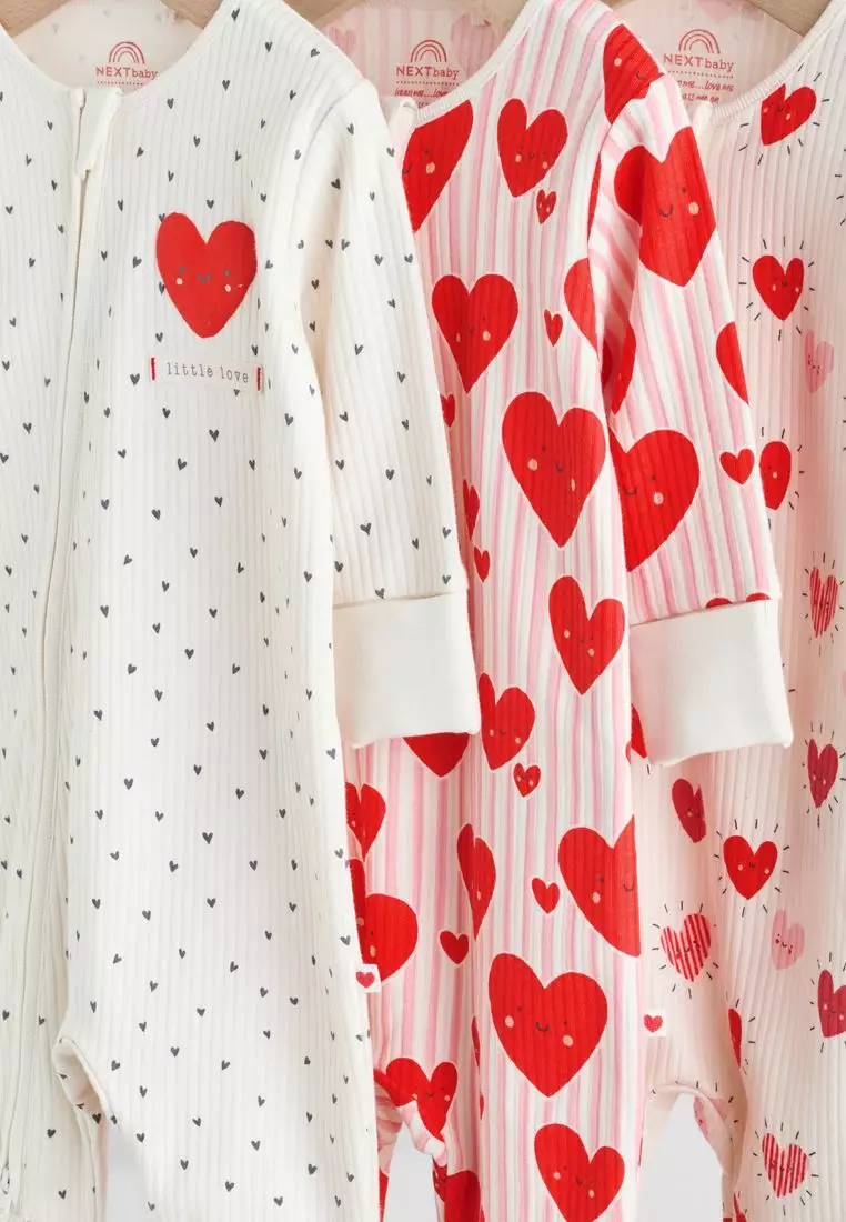 Two Way Zip Baby Sleepsuits 3 Pack