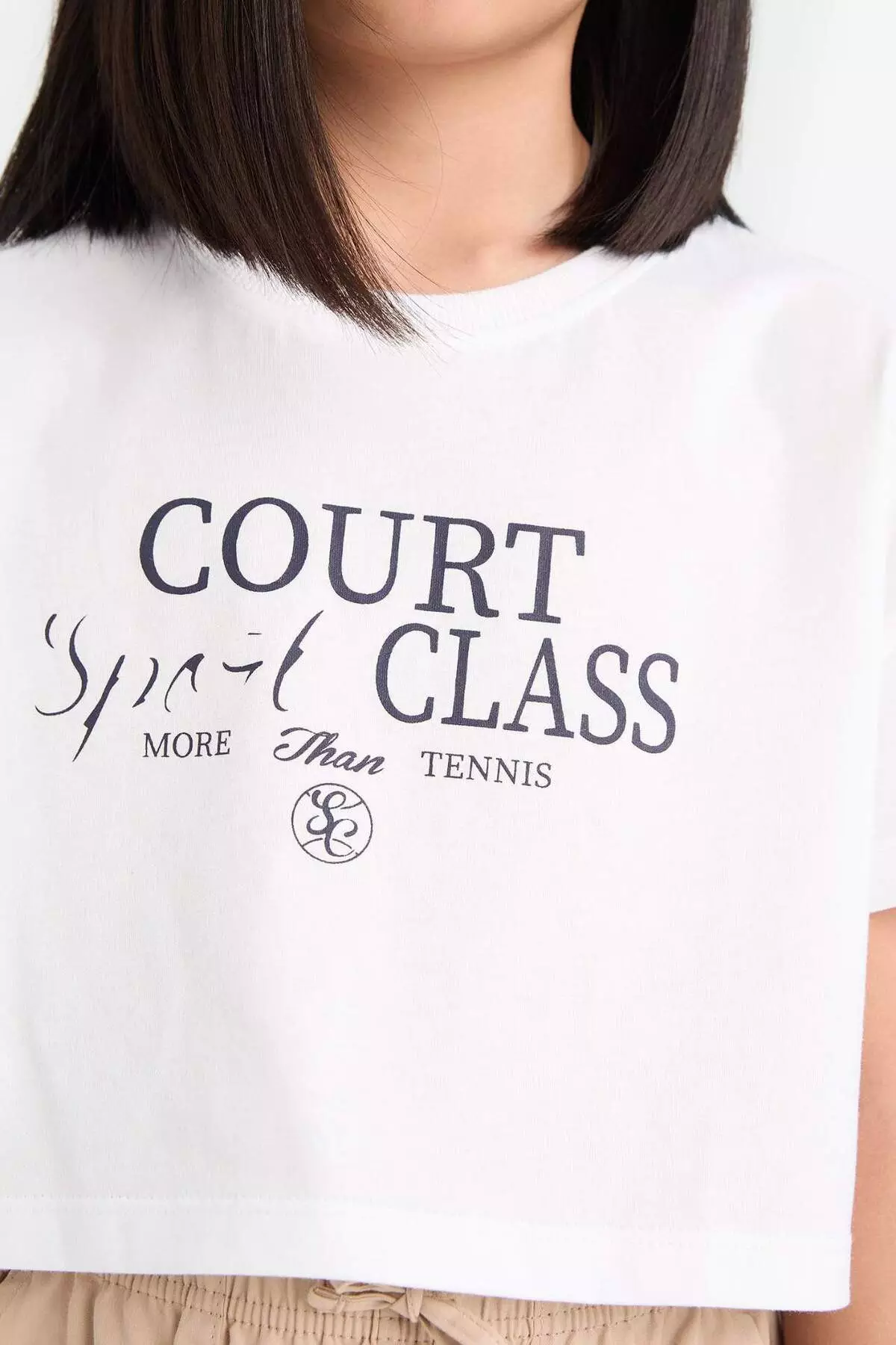 Girl's Crop Crew Neck Printed Short Sleeve T-Shirt E0385A825Sm