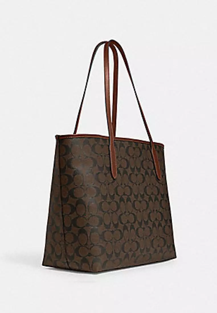 Coach City Tote In Signature Canvas Brown Redwood