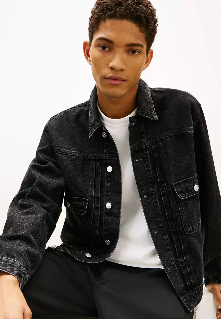 Pleated Cotton Lyocell Denim Jacket - Tommy Jeans