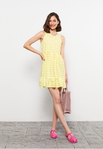 LC WAIKIKI yellow Plaid Poplin Sleeveless Dress 51D8FAA4E05155GS_1