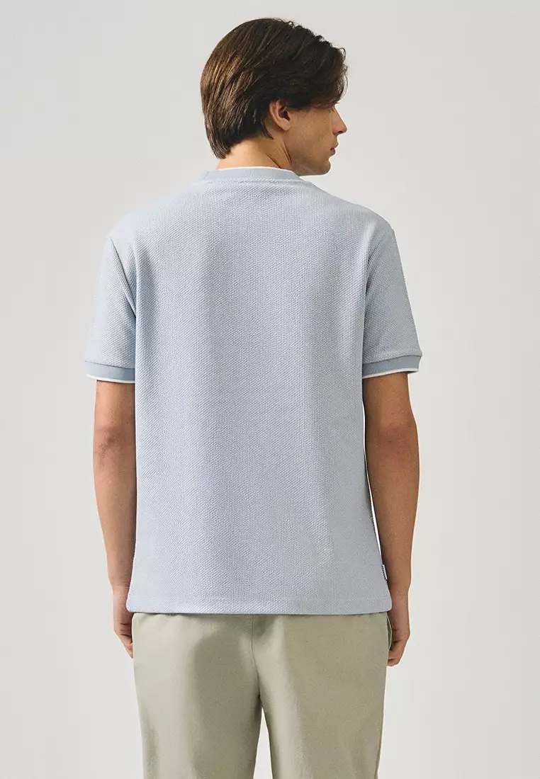 Regular Fit T-Shirt With Contrast Tipping Detail In Popcorn Knit