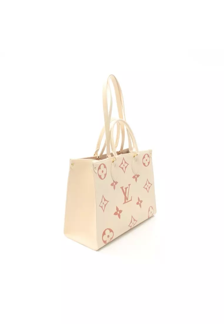 Louis Vuitton Beige/Brown Monogram Giant Raffia OnTheGo MM Tote Bag Louis  Vuitton