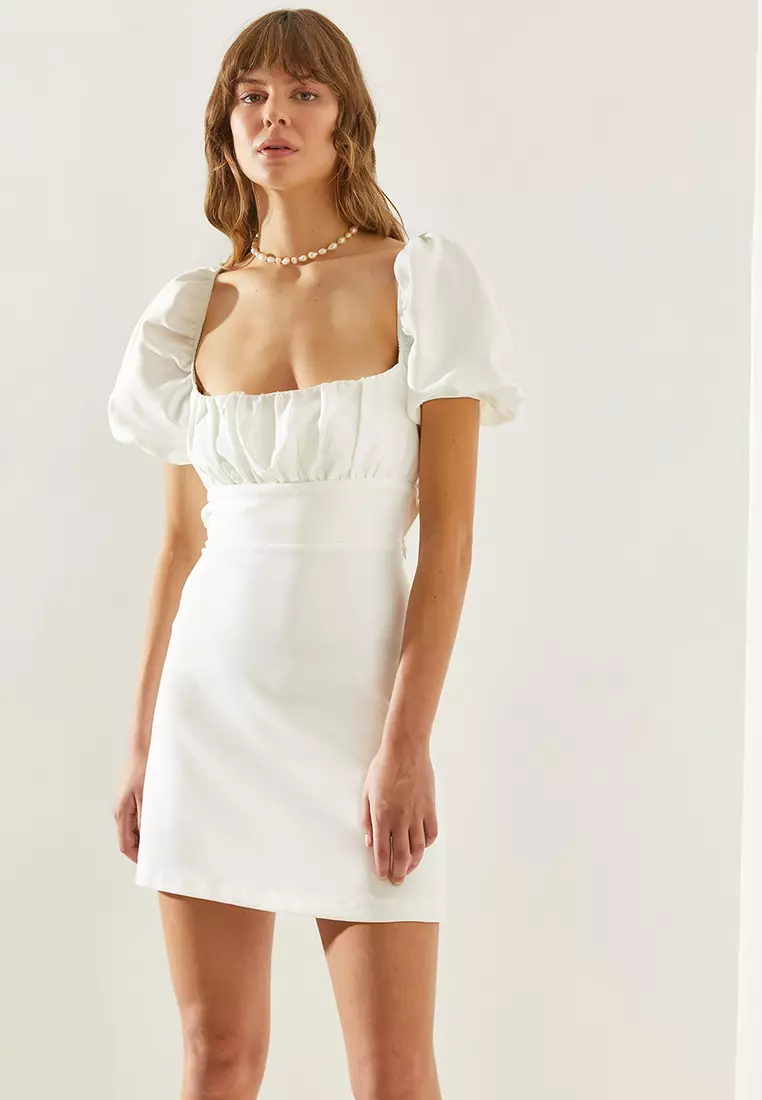 Back Tie Detail Mini Dress