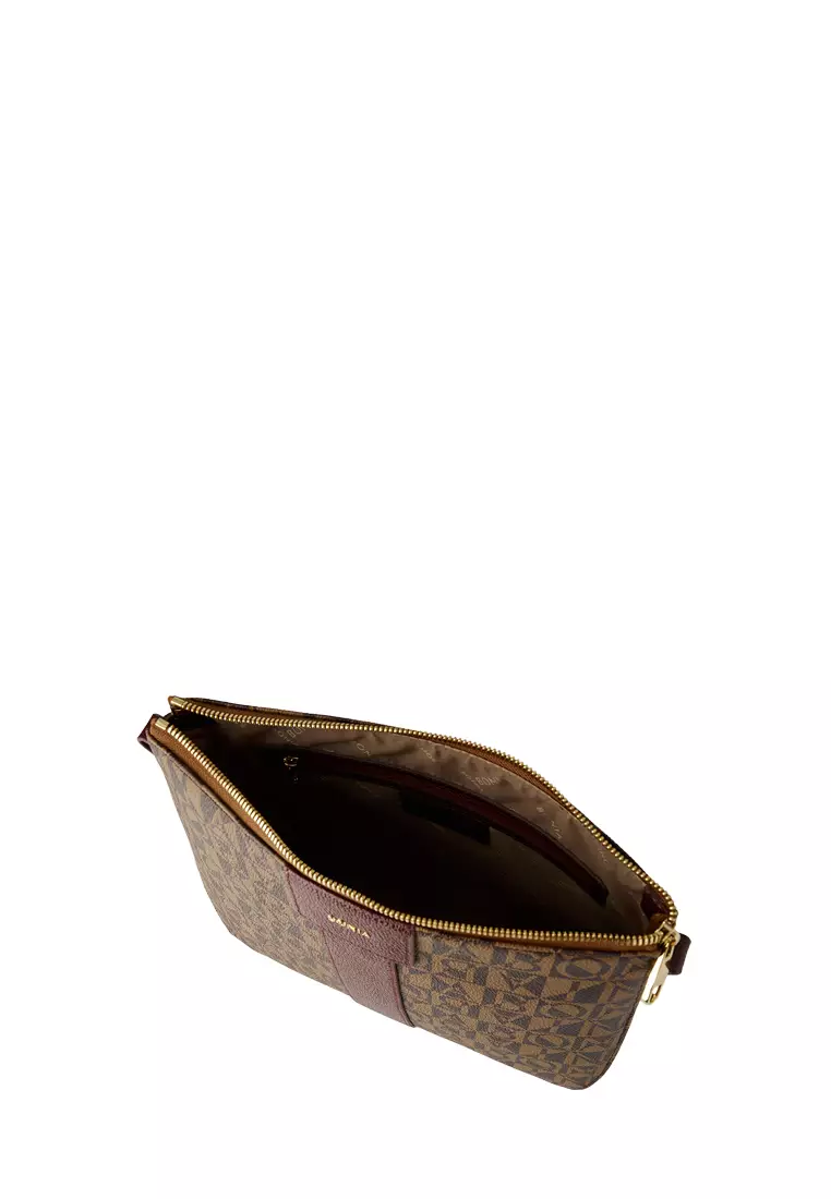 Bonia Brown Rosona Monogram Shoulder Bag