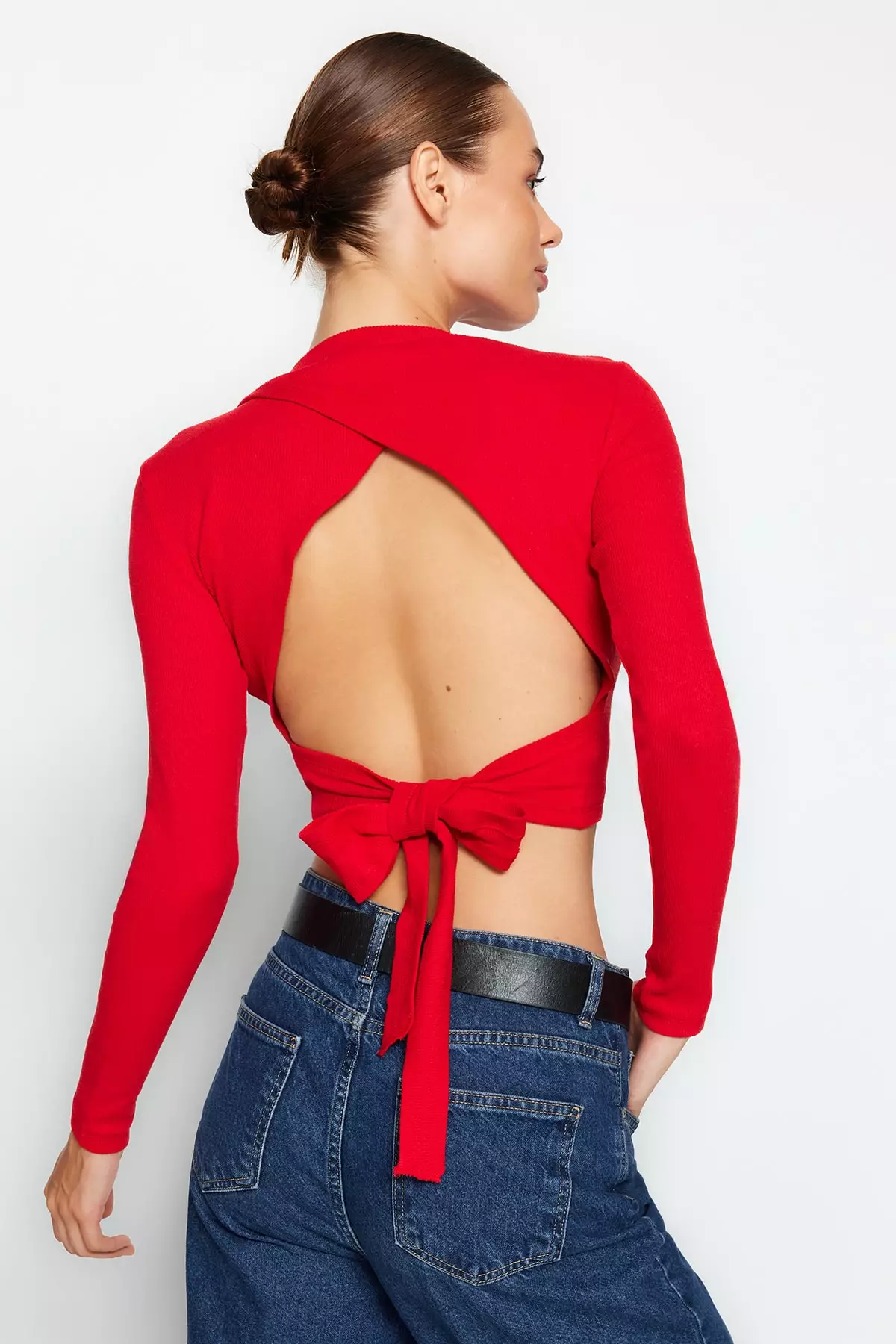 Red fitted crop top hotsell
