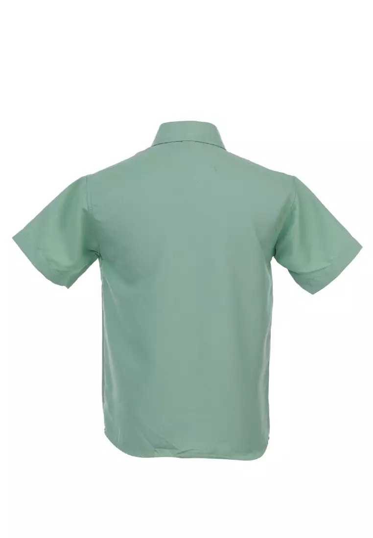 Juste Kemeja Formal Anak Laki-laki Lengan Pendek Motif Polos Kids Shirt Comportable Material Cotton ORIGINAL - Soft Green
