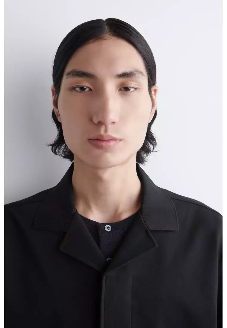 COLLARED INTERLOCK COTTON-JERSEY JACKET