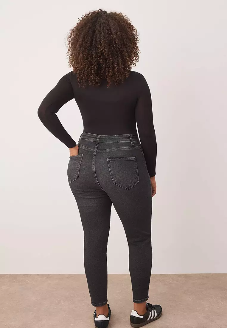 Gray High Waist Stretchy Skinny Denim Plus Size Jeans Tbbaw26Cj00006