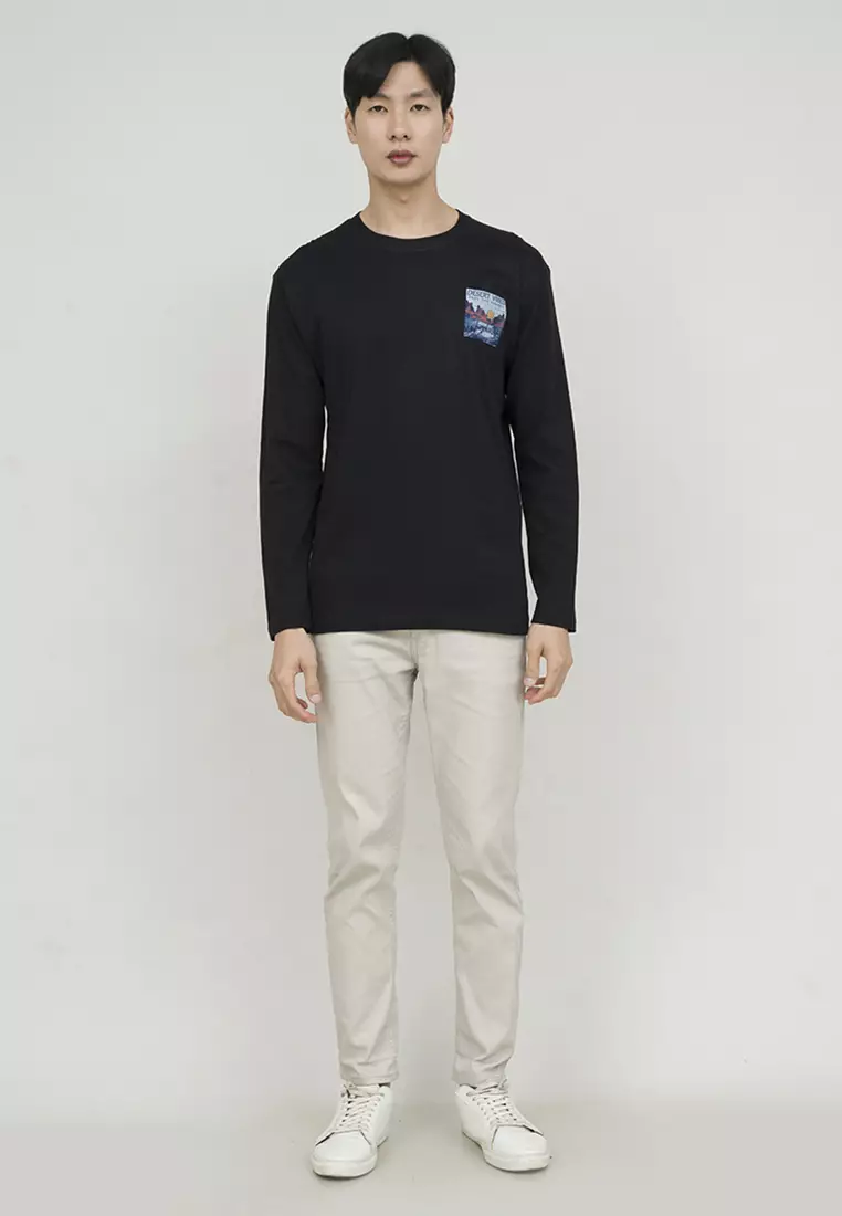 Kaos cotton combed lengan panjang pria hitam houseofcuff desert vibes