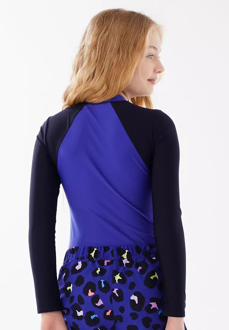 Colourblock Long Sleeve Swimsuit