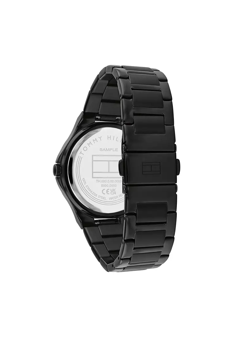 Women's Ionic Black Plated Steel Bracelet and Balck Dial Quartz Watch - TH1782644
