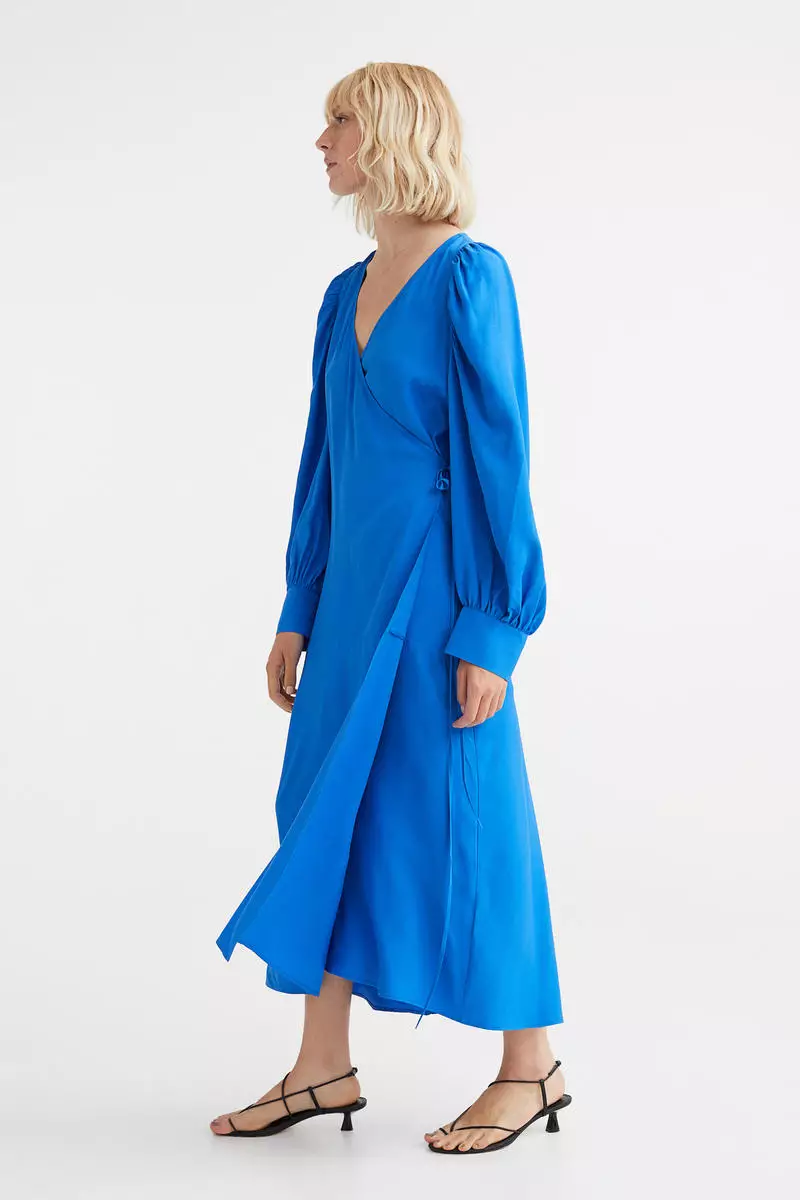 H&m wrap dress blue hotsell