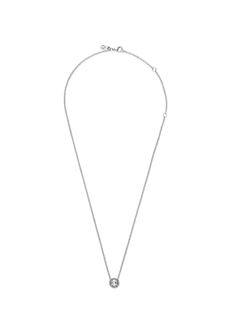 Pandora Silver Round Sparkle Halo Necklace (45cm)