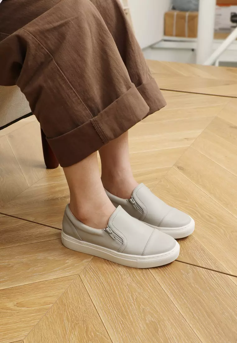 Leather Zipper Slip-Ons TH777-6