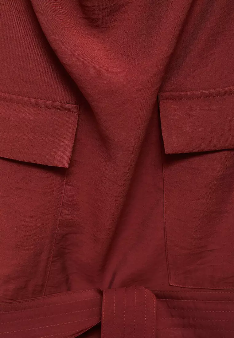 Blouse With Draped Neck And Belt