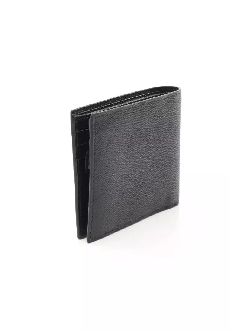 Prada Black Saffiano Leather Money Clip Bi-fold Wallet Prada