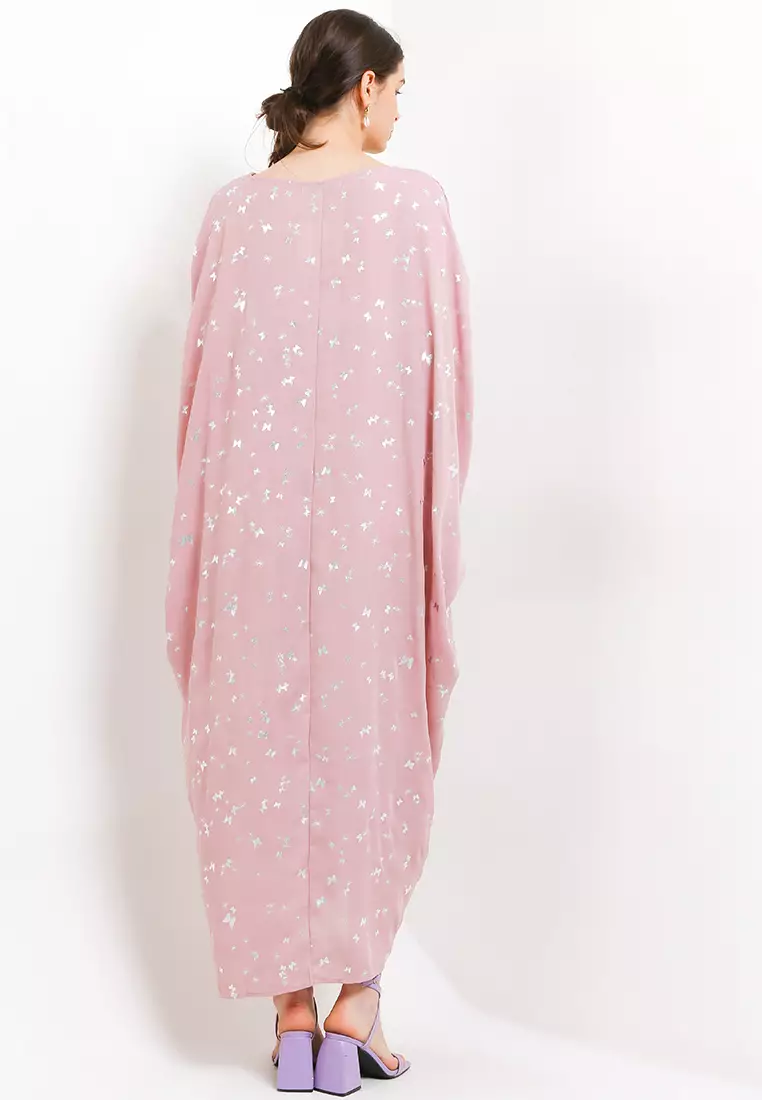 Butterfly Printed Ruched Kaftan