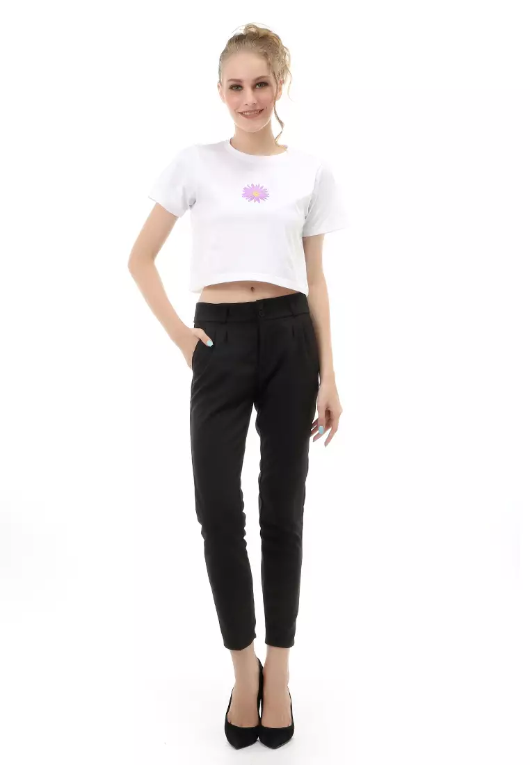 Jourel Celana Kerja Formal Kasual Wanita Material Cotton ORIGINAL - Black