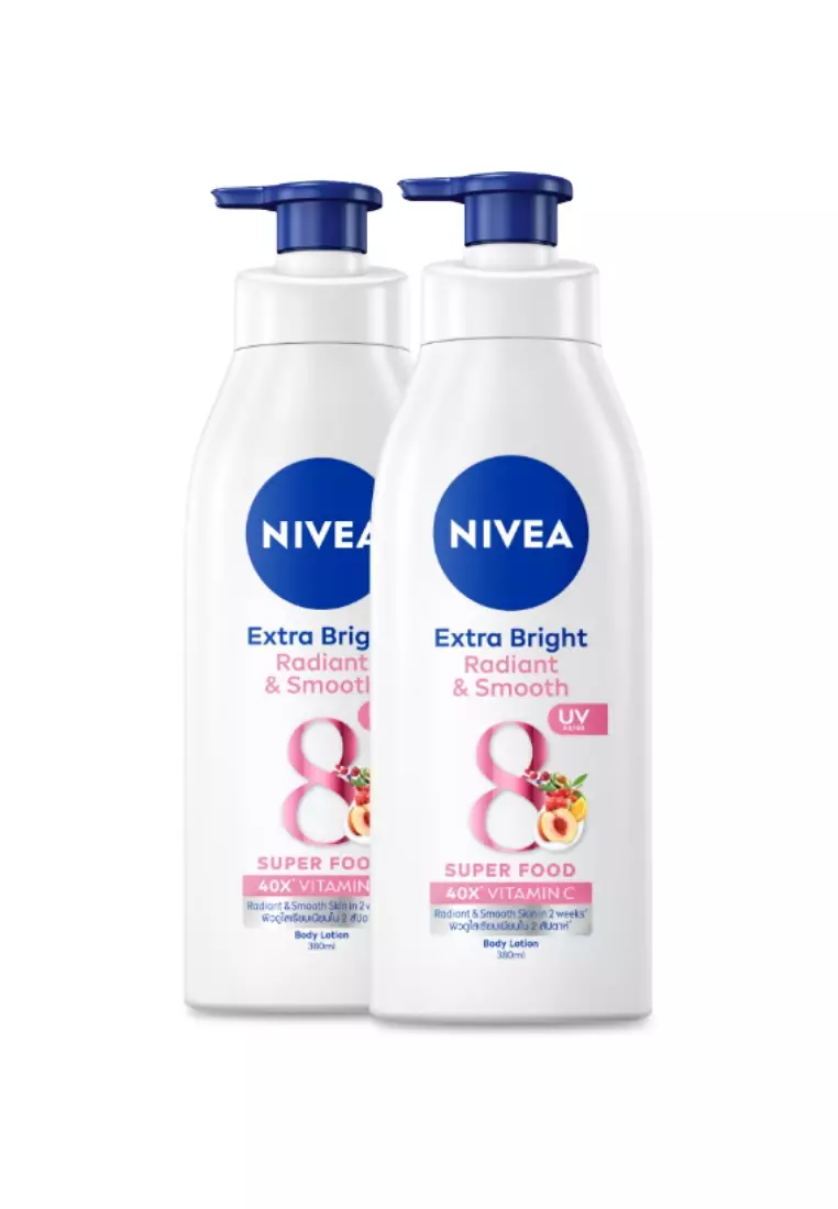 PACK OF 2 Body Extra Bright Radiant and Smooth Lotion Moisturizer, 380ml
