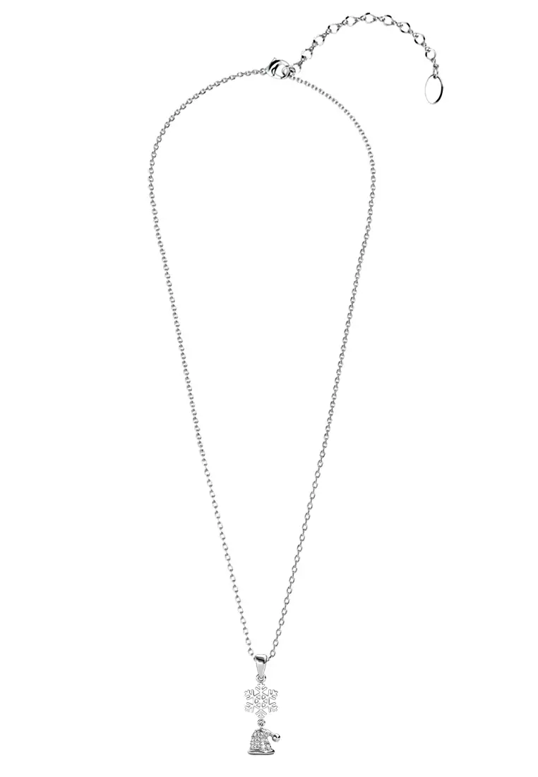 Snowy Santa Pendant WG - Kalung Crystal by Her Jewellery