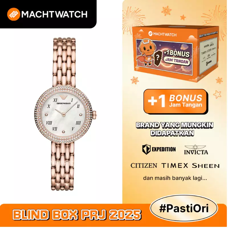 Jam Tangan Wanita Emporio Armani AR11355 Ladies Mother Of Pearl Dial Rose Gold Stainless Steel Strap