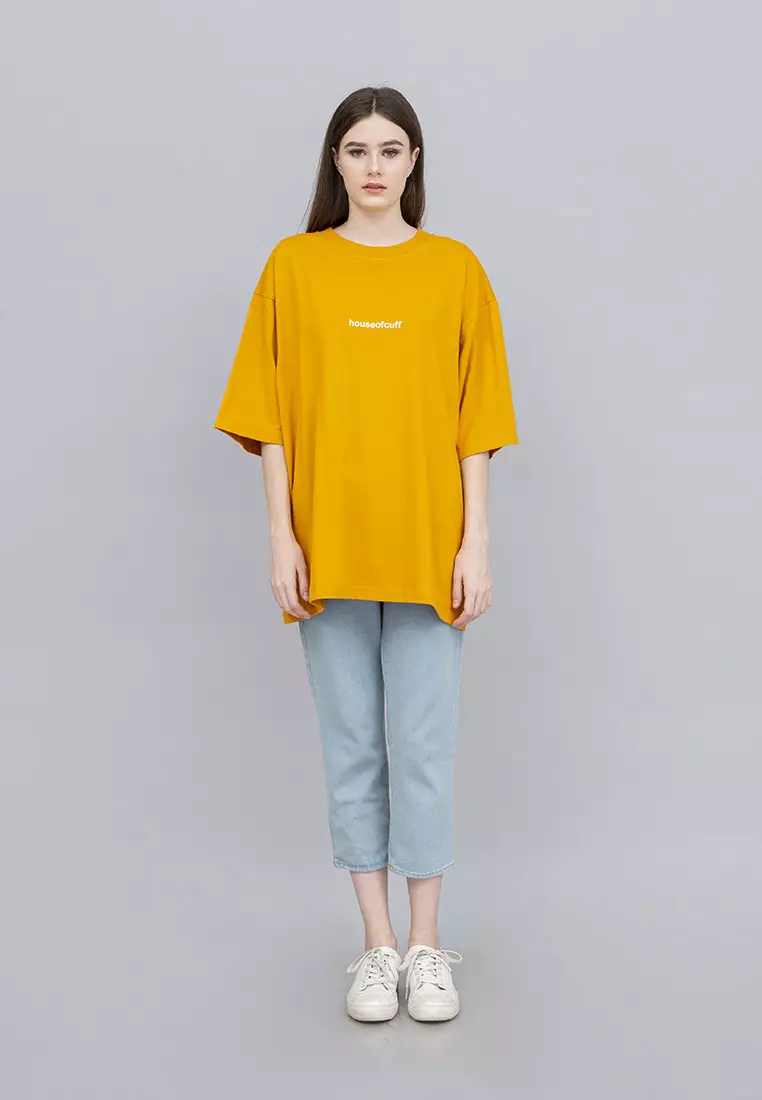 Houseofcuff Kaos Oversize Tshirt Wanita Unisex Tebal MustardThe Future