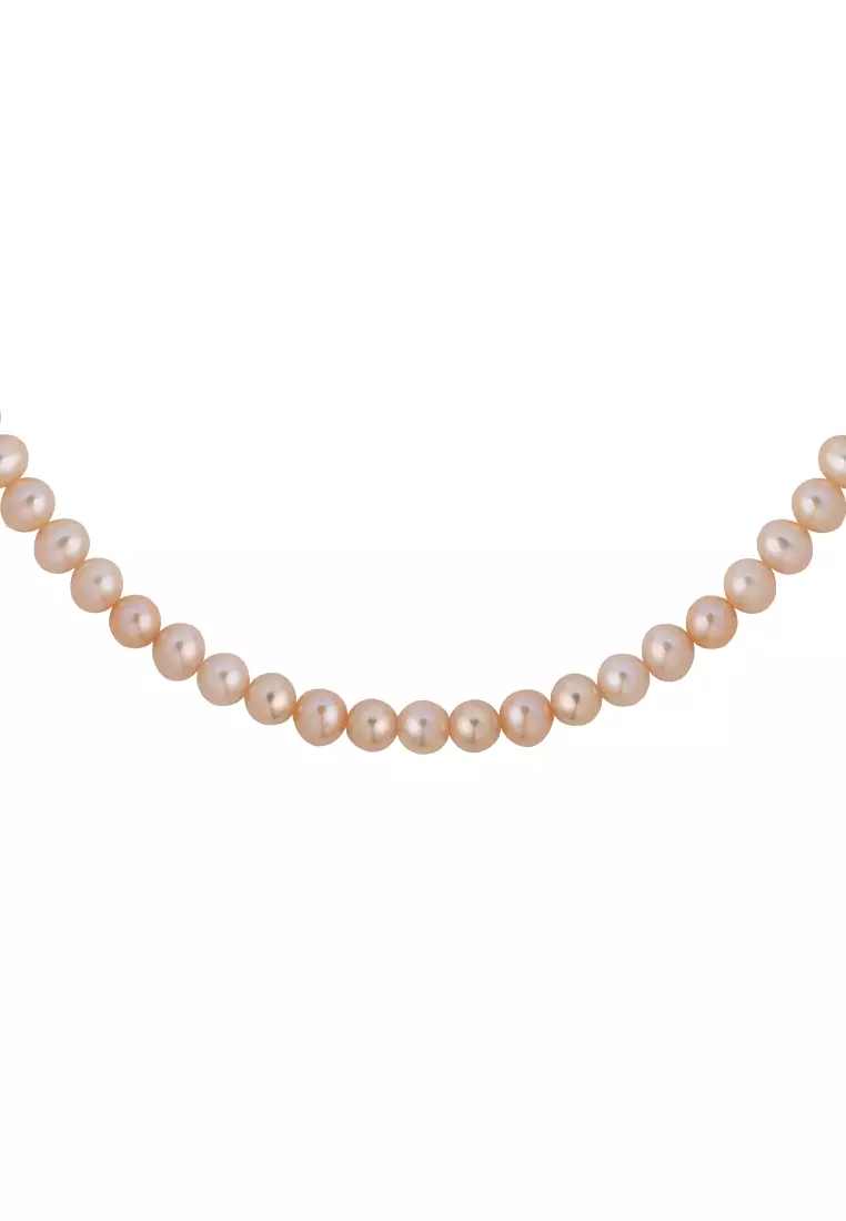 TOMEI Natural Pink Tone Pearl Necklace, White Gold 585