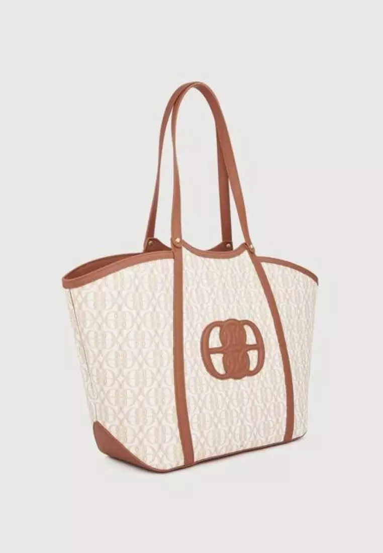 La Luna Monogram Oversized Tote Bag White Latte