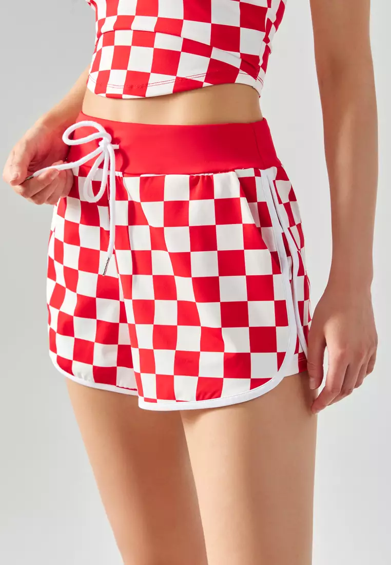 Red and white checkered shorts sales