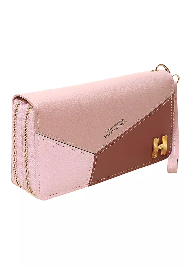 Dive Dompet Panjang Wanita Three Tone Wallet Many Slot Material Leather Kulit ORIGINAL - Pink