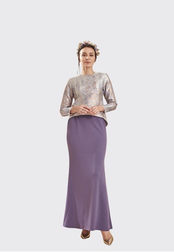 Eva Peplum Kurung from Nadjwazo by LadyQomash in purple and silver and Gold