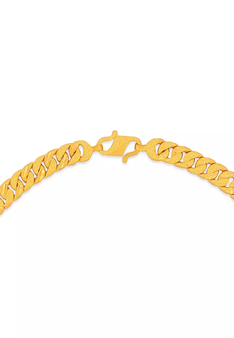 916/22K Gold Hollow Sand Curb Necklace R012 (5.10MM, 45CM)