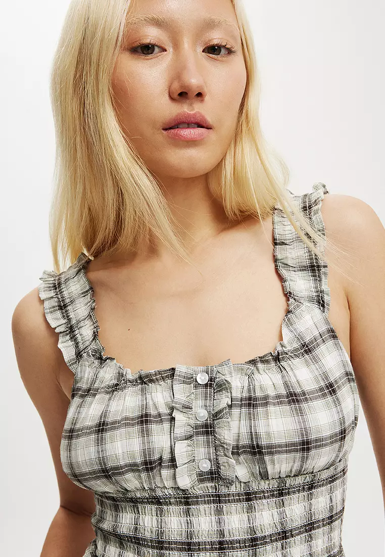 Alina Shirred Button Blouse