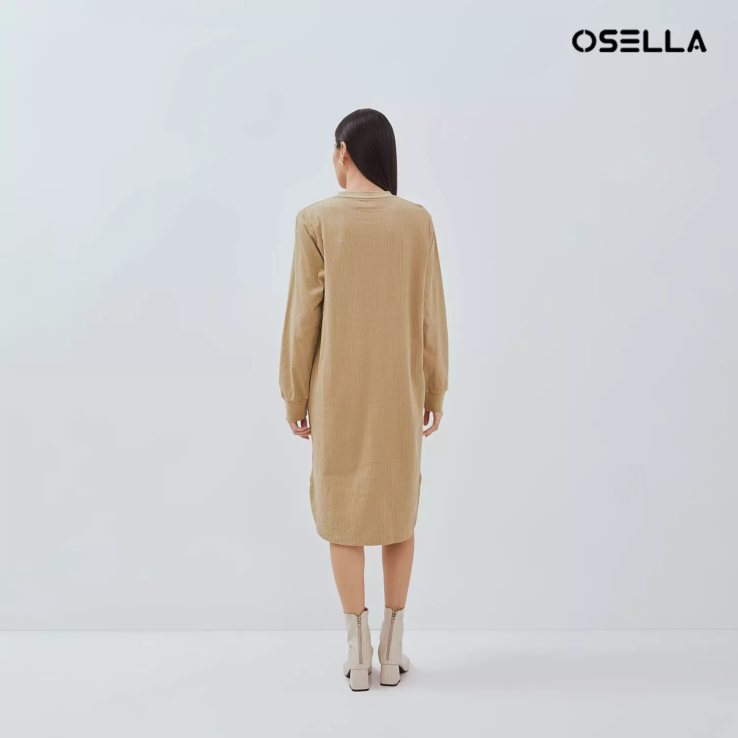 [NEW]OSELLA NAURA FANCY KNIT MIDI DRESS 2157500650 | Dress Rajut Wanita Lengan Panjang