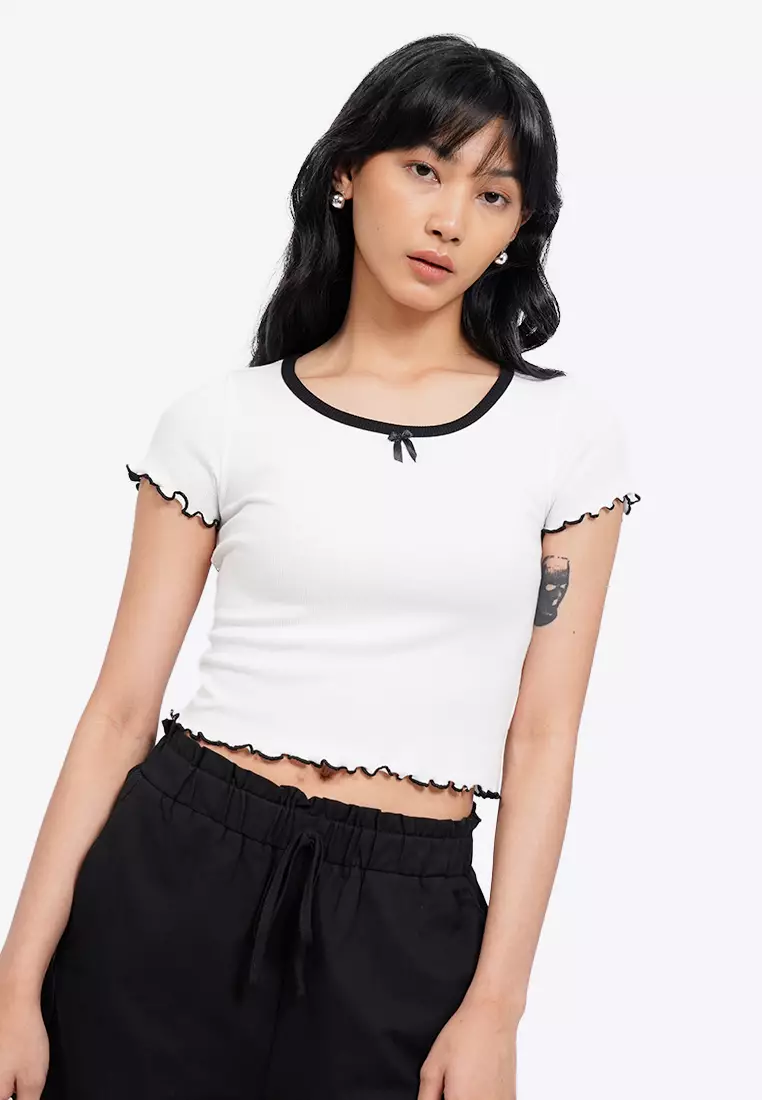 Ribbon Details Short Sleeve Top