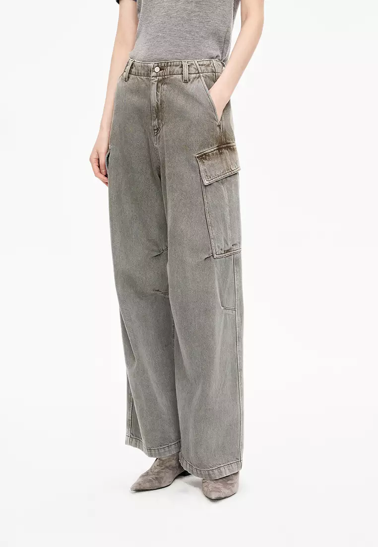 Workwear Rolled Hem Denim Extra Long Pants