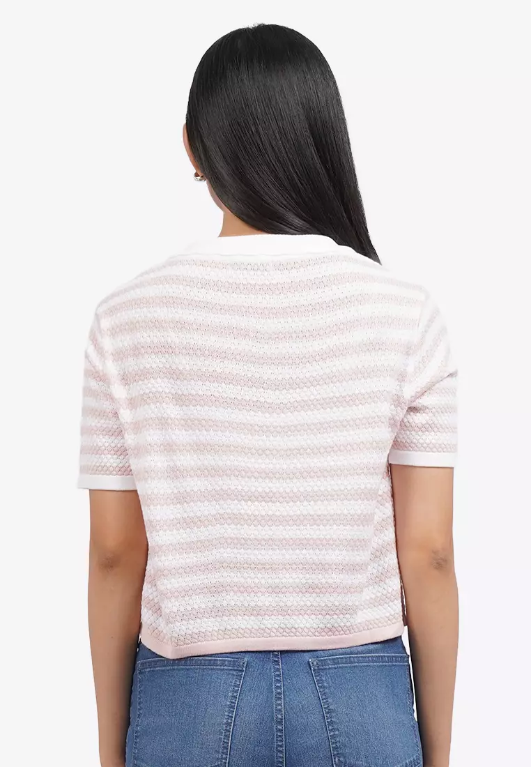 Short Sleeve Striped Knit Top
