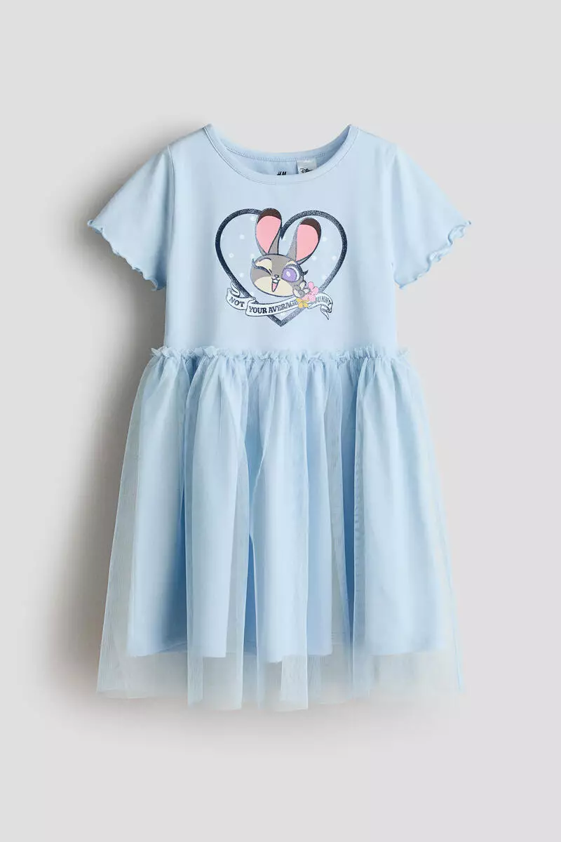 Printed tulle-skirt dress
